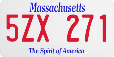 MA license plate 5ZX271