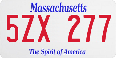 MA license plate 5ZX277