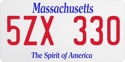 MA license plate 5ZX330