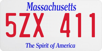 MA license plate 5ZX411