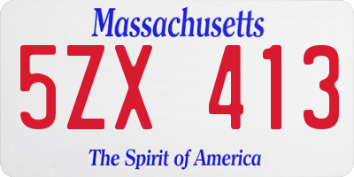 MA license plate 5ZX413