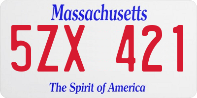 MA license plate 5ZX421