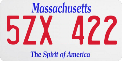 MA license plate 5ZX422