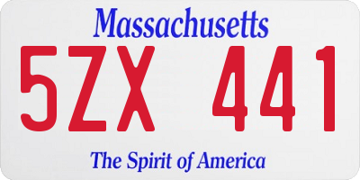 MA license plate 5ZX441