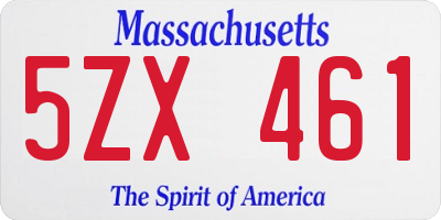 MA license plate 5ZX461