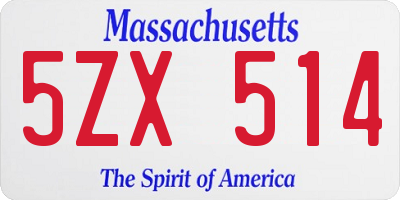 MA license plate 5ZX514