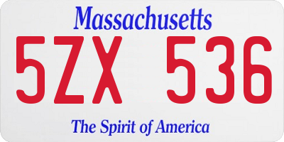 MA license plate 5ZX536