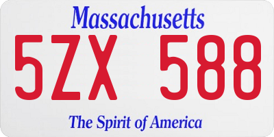 MA license plate 5ZX588