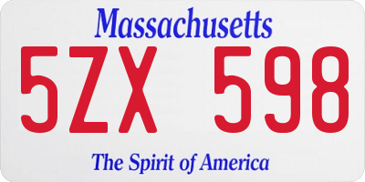 MA license plate 5ZX598