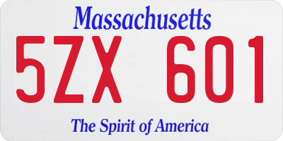 MA license plate 5ZX601