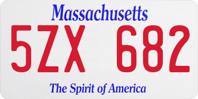 MA license plate 5ZX682