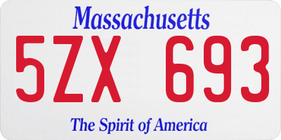 MA license plate 5ZX693