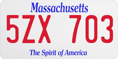 MA license plate 5ZX703
