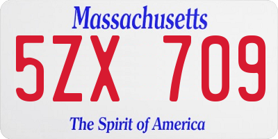MA license plate 5ZX709