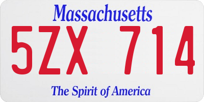 MA license plate 5ZX714