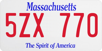 MA license plate 5ZX770