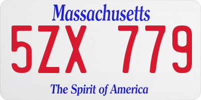 MA license plate 5ZX779