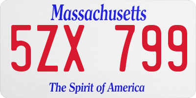 MA license plate 5ZX799