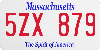 MA license plate 5ZX879