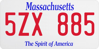 MA license plate 5ZX885