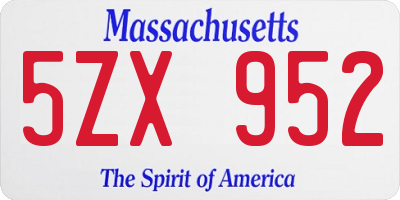 MA license plate 5ZX952
