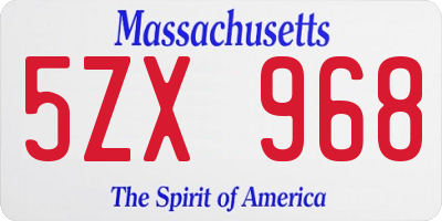 MA license plate 5ZX968