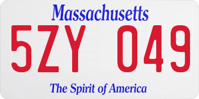 MA license plate 5ZY049