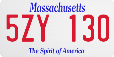 MA license plate 5ZY130