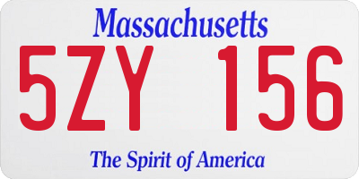 MA license plate 5ZY156