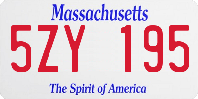 MA license plate 5ZY195
