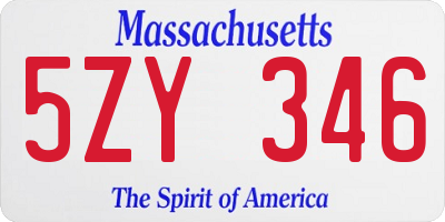 MA license plate 5ZY346