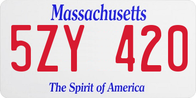 MA license plate 5ZY420