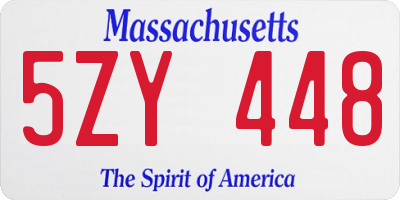 MA license plate 5ZY448