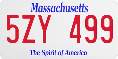 MA license plate 5ZY499