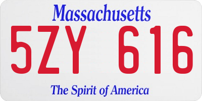 MA license plate 5ZY616