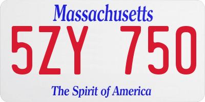 MA license plate 5ZY750