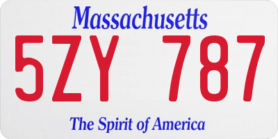 MA license plate 5ZY787