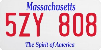 MA license plate 5ZY808
