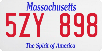 MA license plate 5ZY898