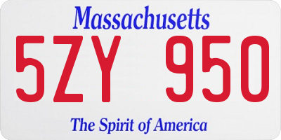 MA license plate 5ZY950