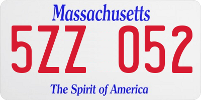 MA license plate 5ZZ052
