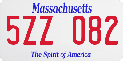MA license plate 5ZZ082