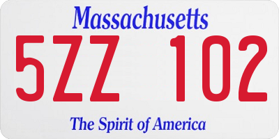 MA license plate 5ZZ102