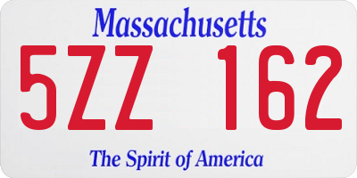 MA license plate 5ZZ162