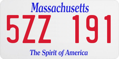 MA license plate 5ZZ191