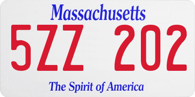 MA license plate 5ZZ202
