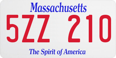 MA license plate 5ZZ210