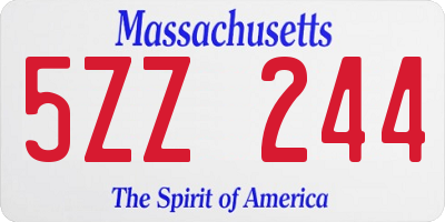 MA license plate 5ZZ244