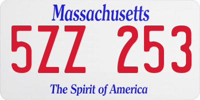 MA license plate 5ZZ253