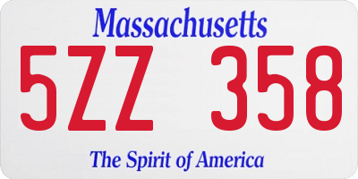 MA license plate 5ZZ358
